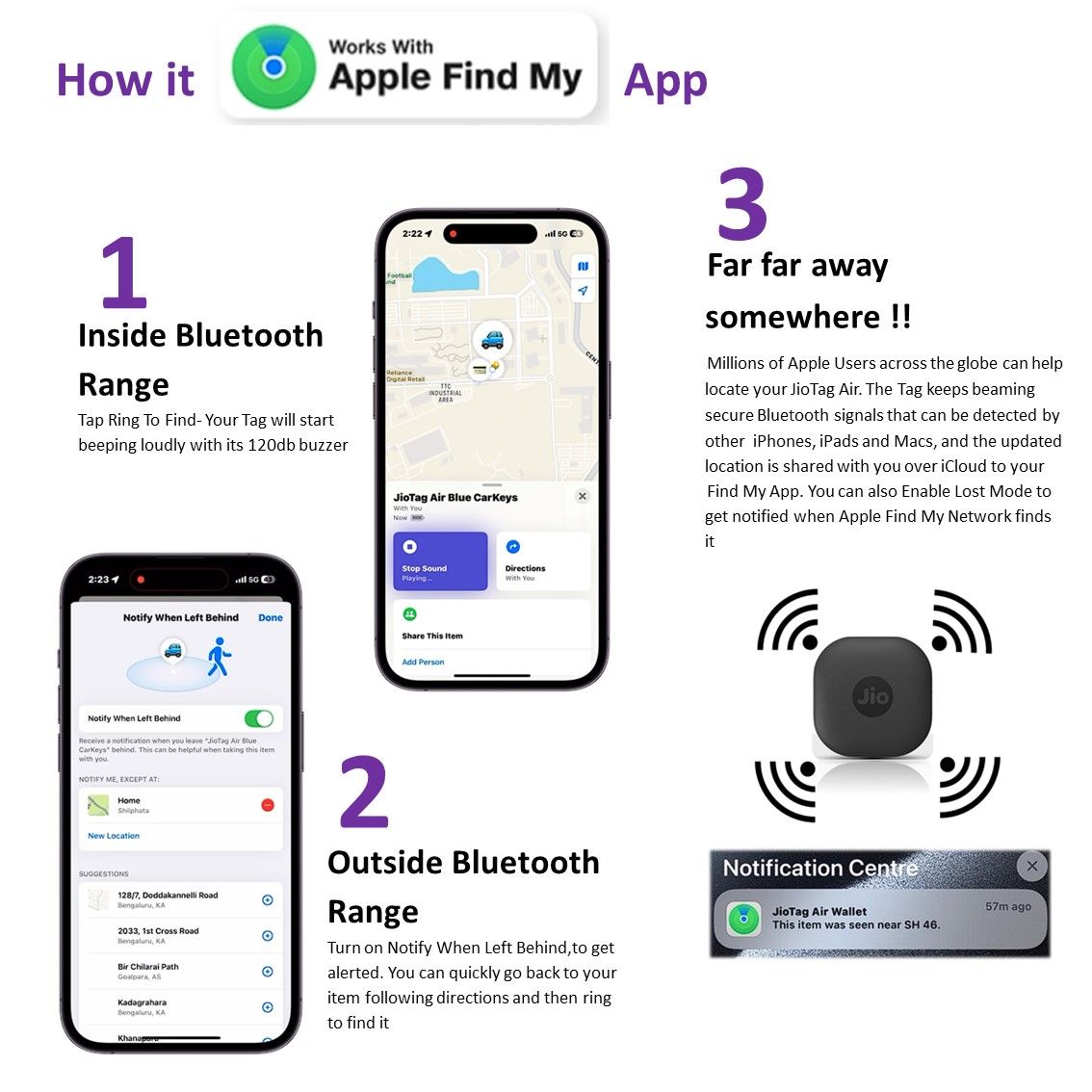 JioTag Air Item Finder, Worldwide Tracking with Apple Find My App on iPhones,Find Keys,Wallets(Red)