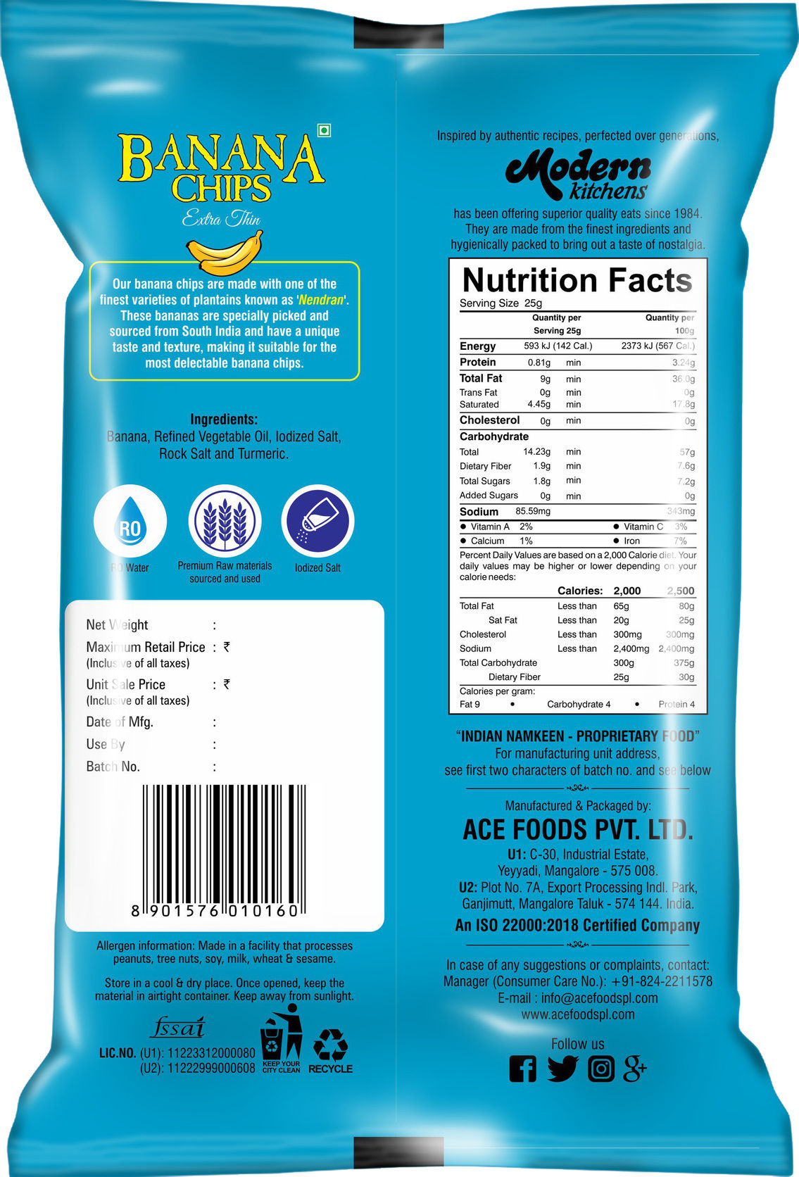 Modern Kitchens Banana Chips Salted 70 g Combo