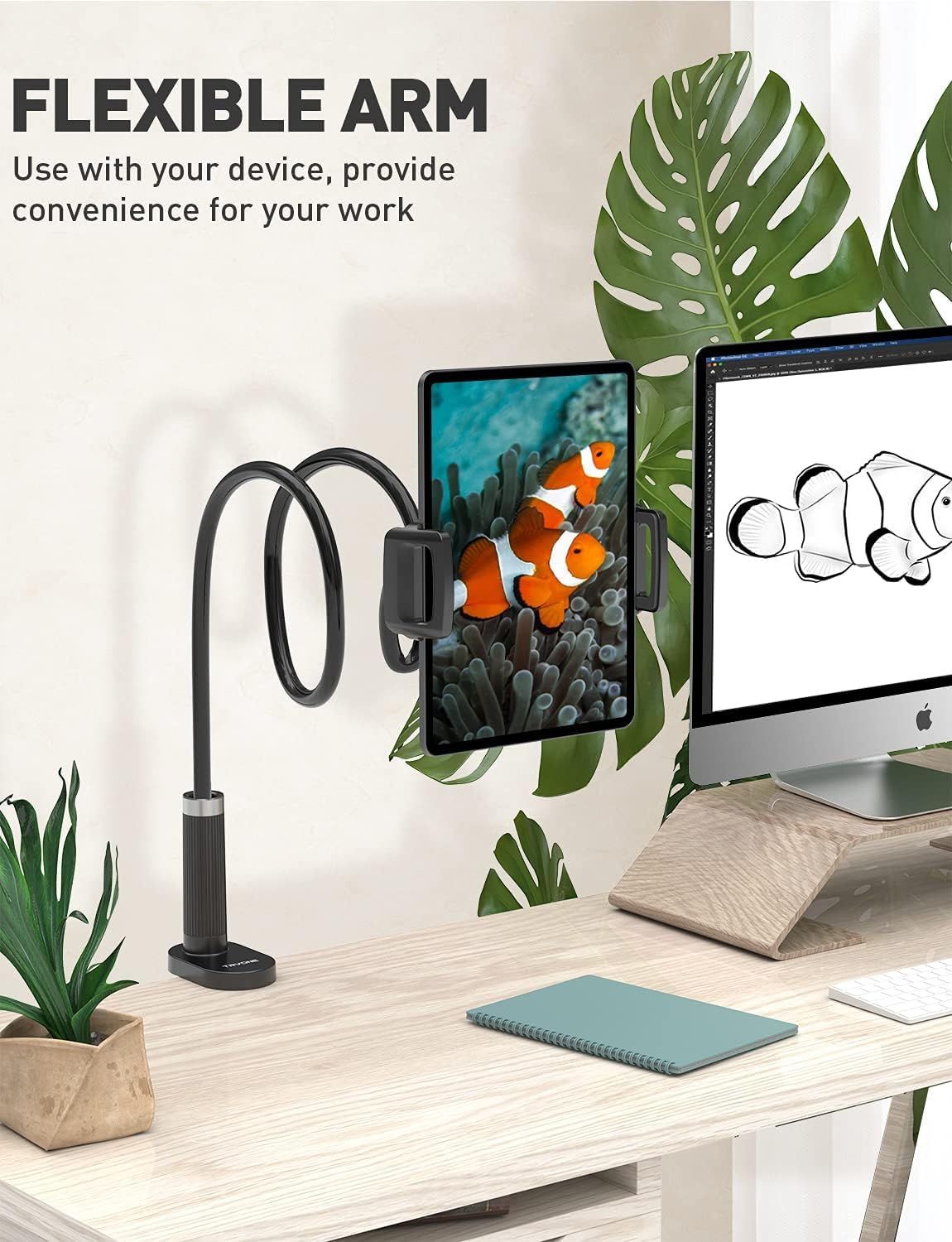Sounce 360 Adjustable Mobile Phone Holder | Flexible Gooseneck Clamp | Black