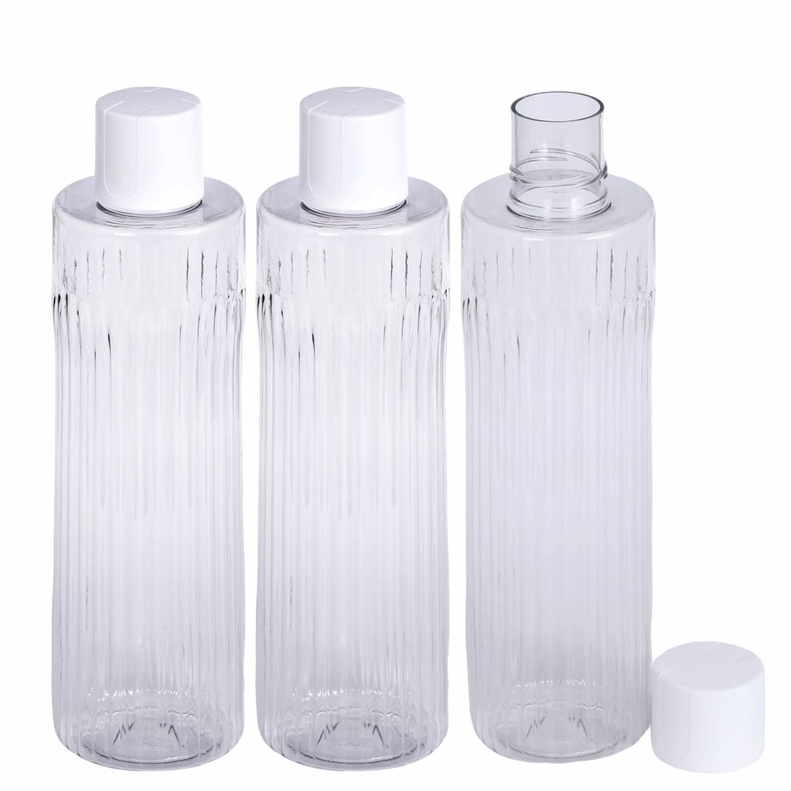 Jaypee Plus Ribba Fridge Plastic Water Bottle Set of 3 | Transparent | Capacity 1000 ml Each
