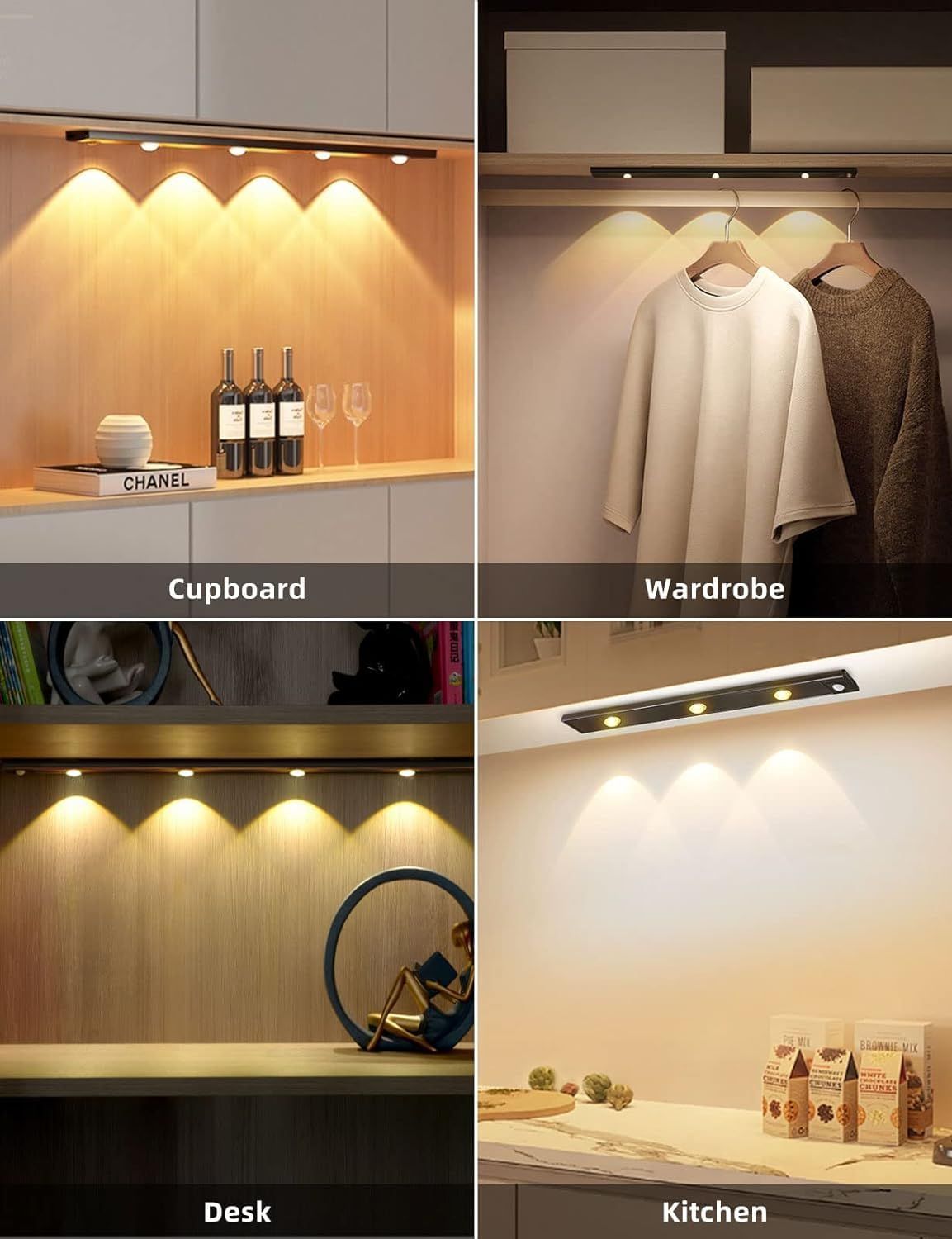 Desidiya Under The Cabinet Lights 40 Cm|Usb Rechargeable, Magnetic, Wireless- Aluminium, Led, White