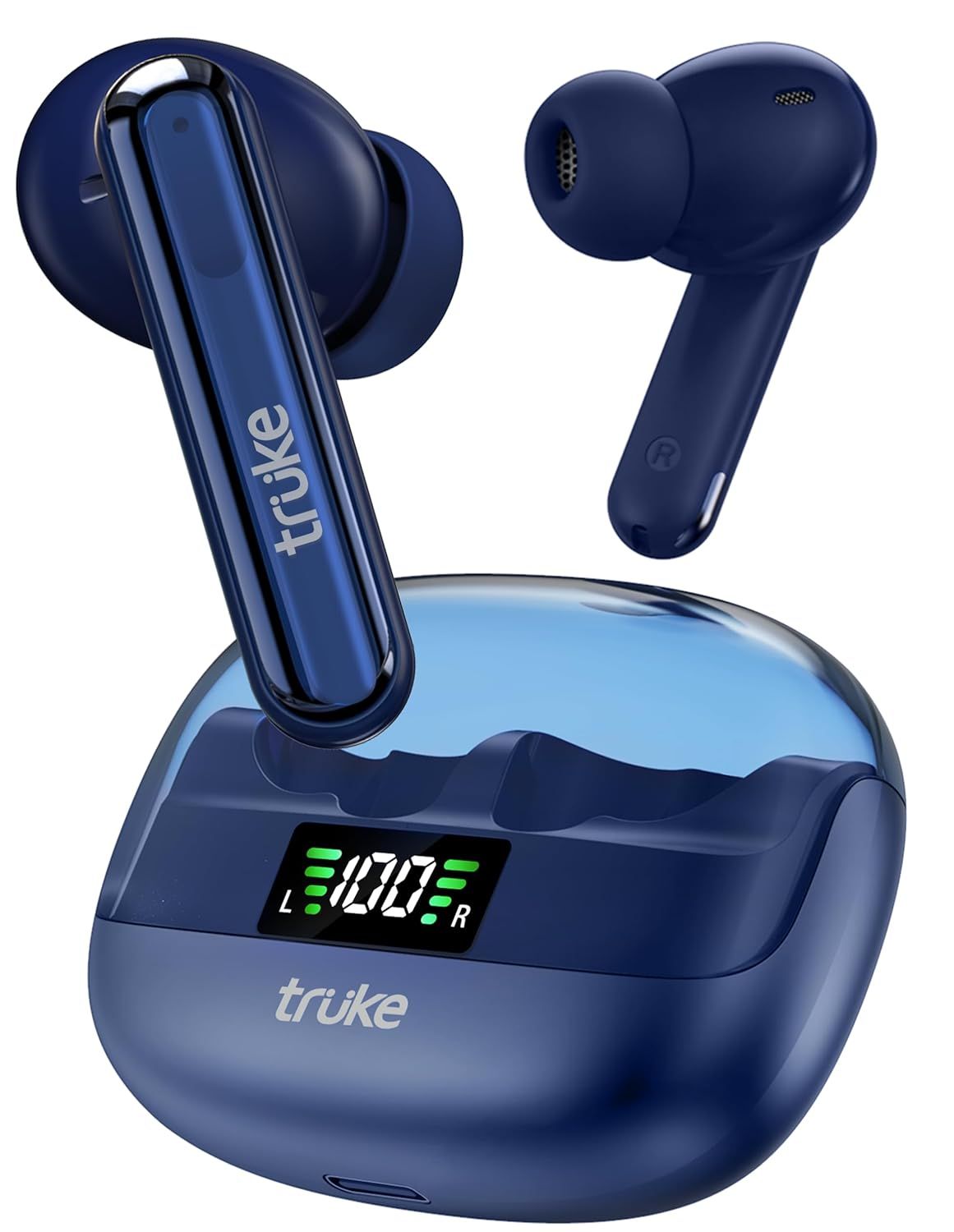 Truke Buds Vibe with 35dB ANC, 4Mic ENC, 13mm Driver 48H Battery, 40ms Latency (Blue,True Wireless)