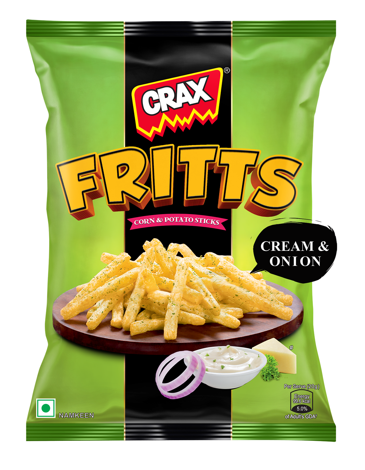 Crax Fritts Cream and Onion Corn & Potato Stick Snacks