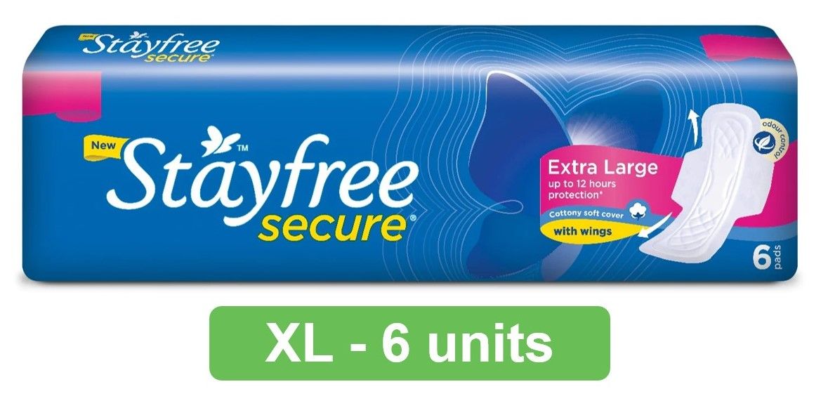 Stayfree Secure Sanitary Pads - XL 6 pc Combo