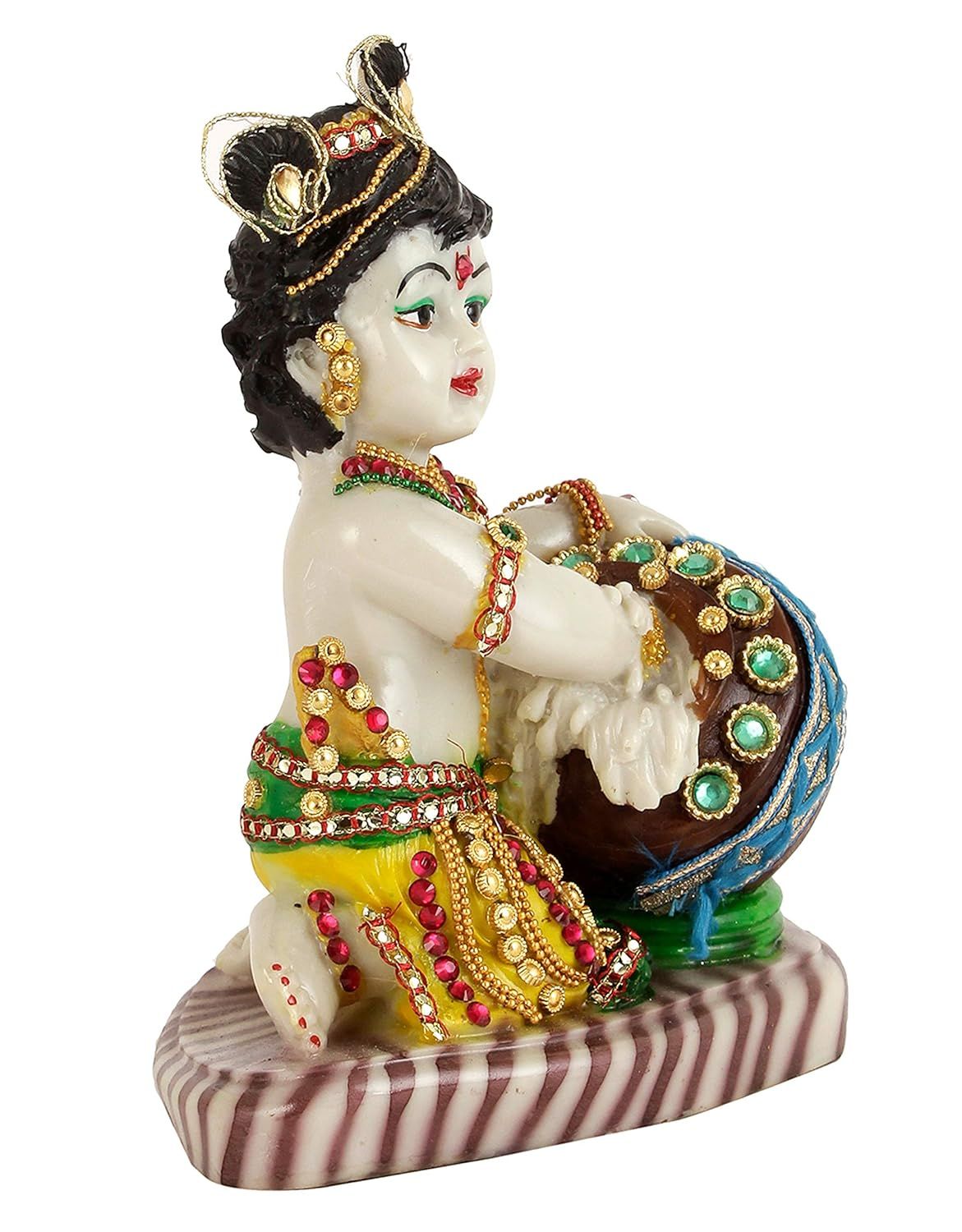Tied Ribbons Lord Krishna Makhan Chor Idol Statue Showpiece