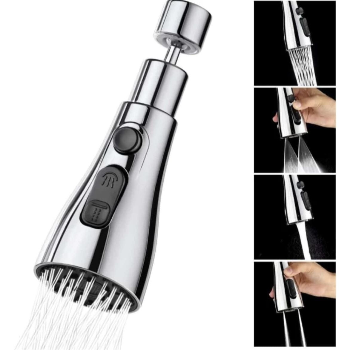 Clayplus Faucet Head | Universal | 3-function Pull Down Kitchen Sink Sprayer | Aerator Foam Flow