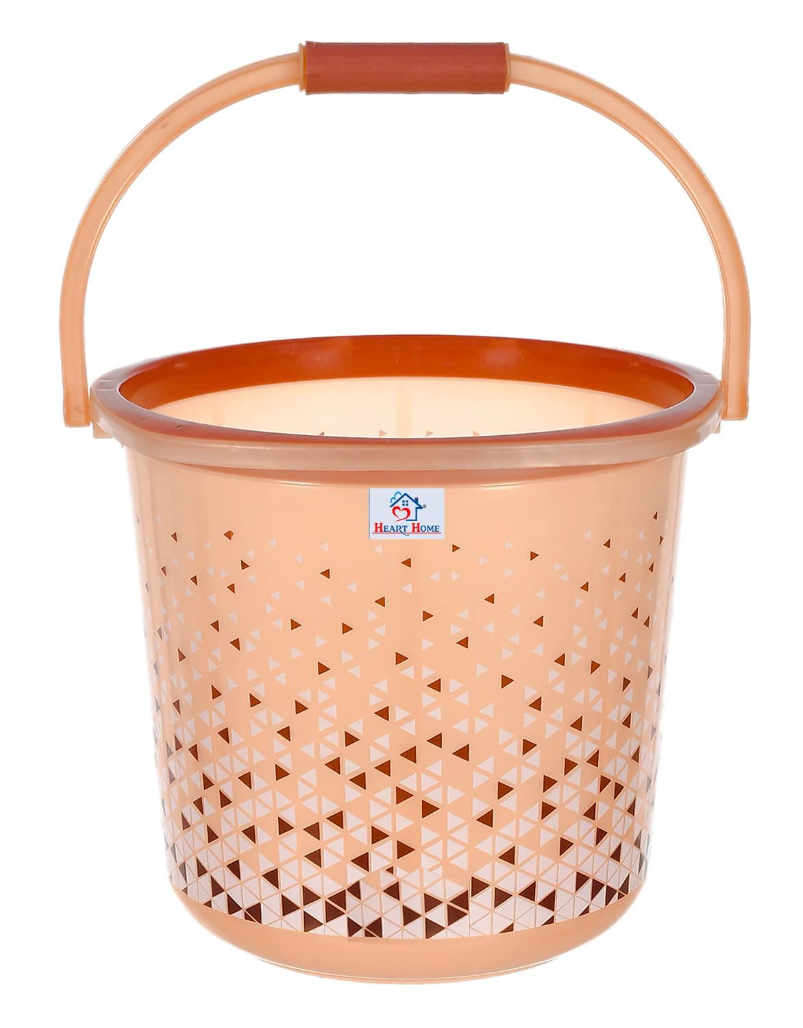 Kuber Industries Plastic Triangle Print Bucket with Handle | 18 L | Pack of 2 (Black & Brown)