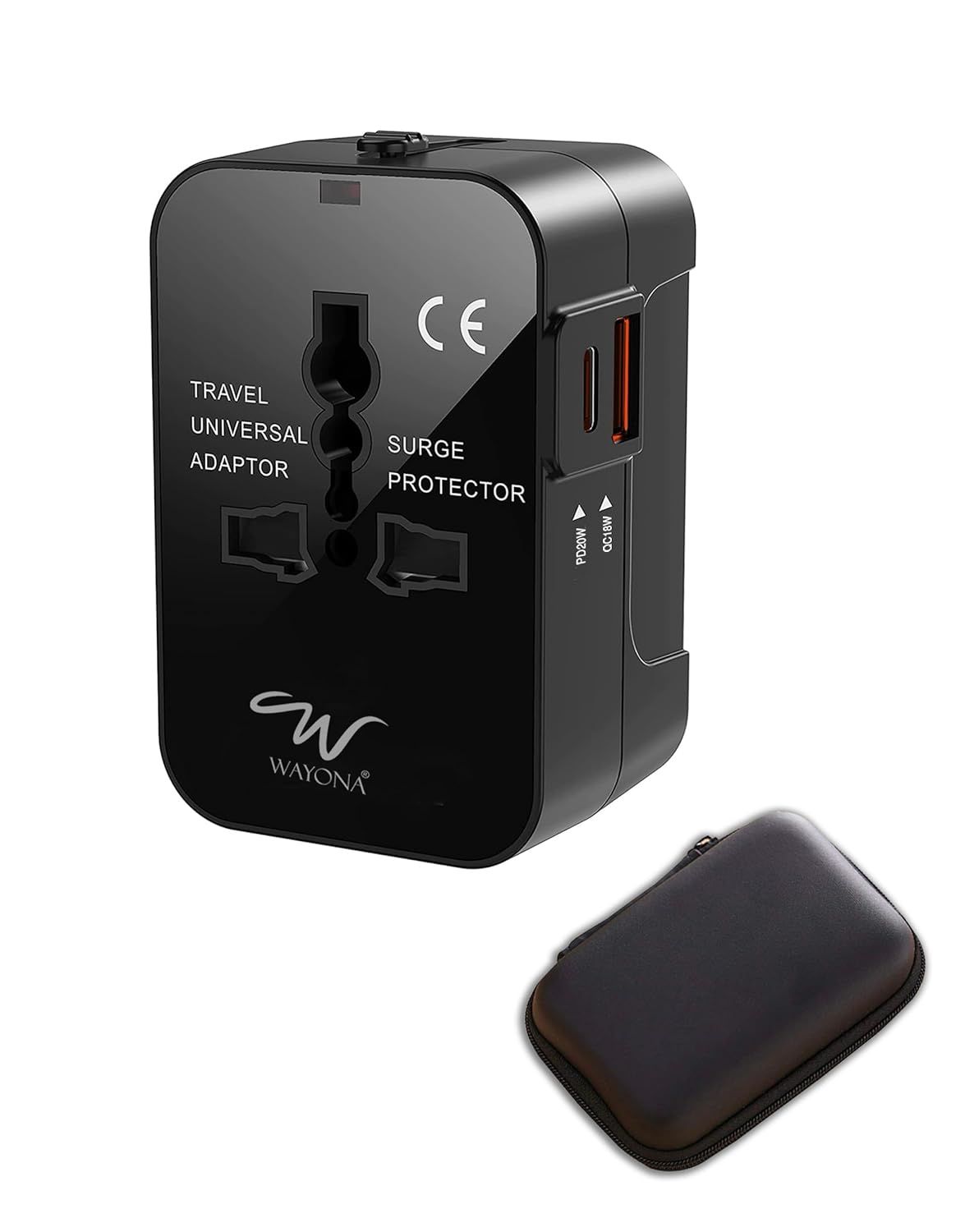 Wayona 38W Universal Travel Adapter With Type C & Usb A 1Xusb Qc 3.0,1Xtype C Pd20W,3.1A Max