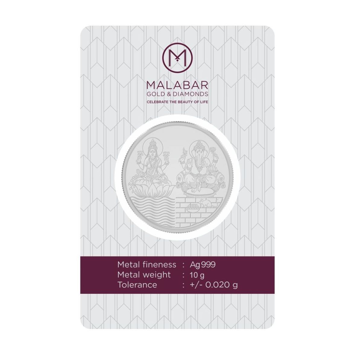 Malabar Gold & Diamonds 999 Pure Silver Coin - Laxmi Ganesh