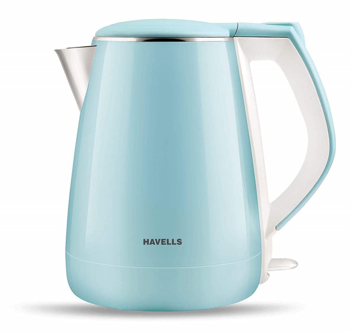 Havells Electric Kettle Aqua Plus 1250W 1.2L,2 Layer Cool Touch, Ss Inner Body,Auto Shut Off, Blue