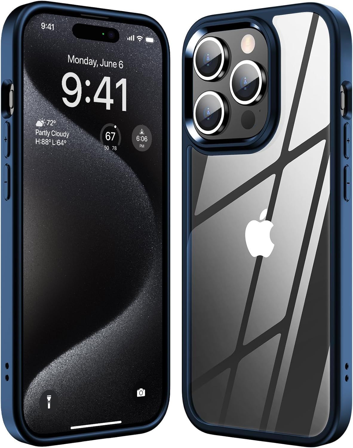 ExpressB For iPhone 15 Pro Case Cover Matte Anti-Scratch Camera Protect Pc+Tpu Transparent - Blue
