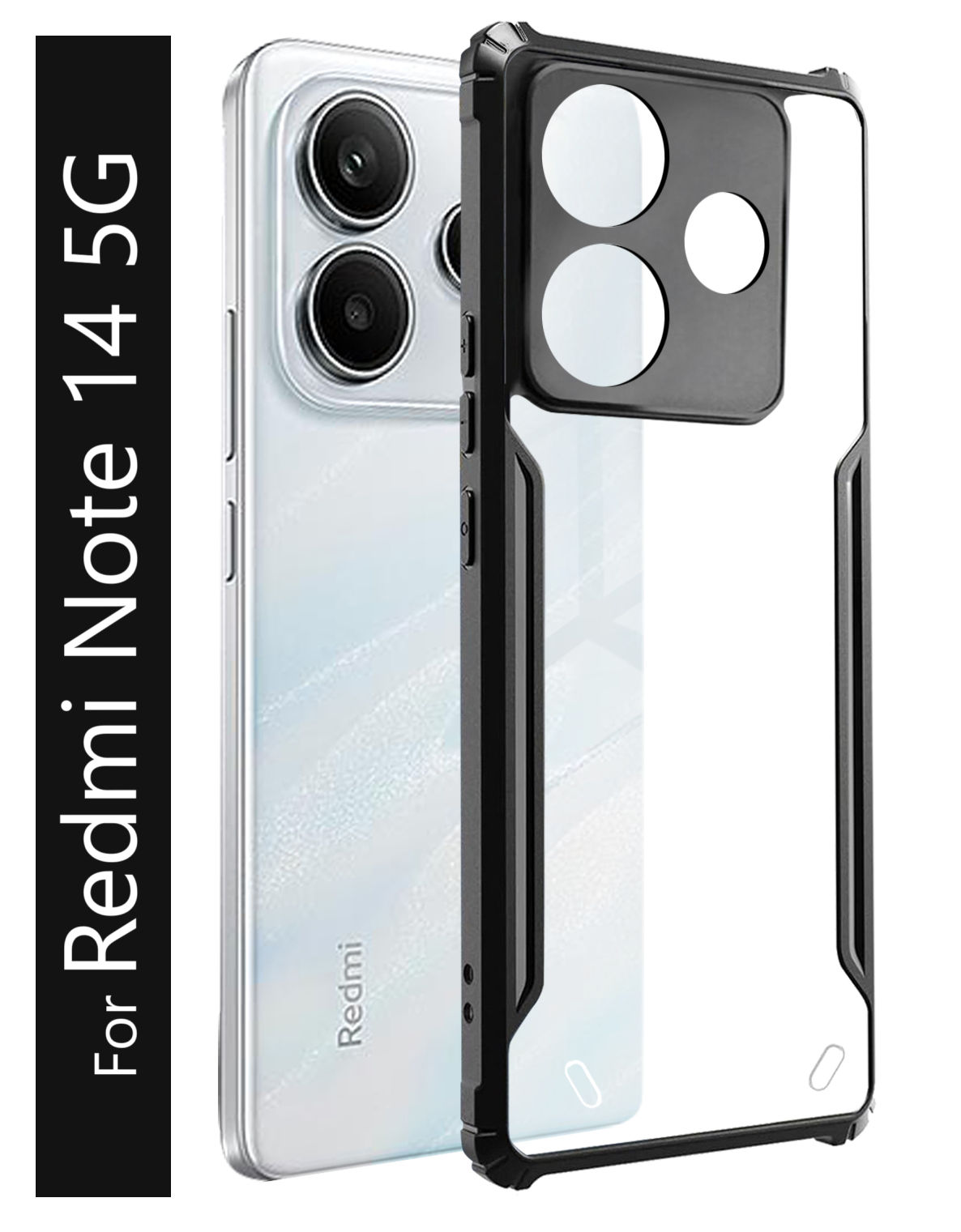 Kwine Case Redmi Note 14 Back Cover - Black Bordered Transparent Case