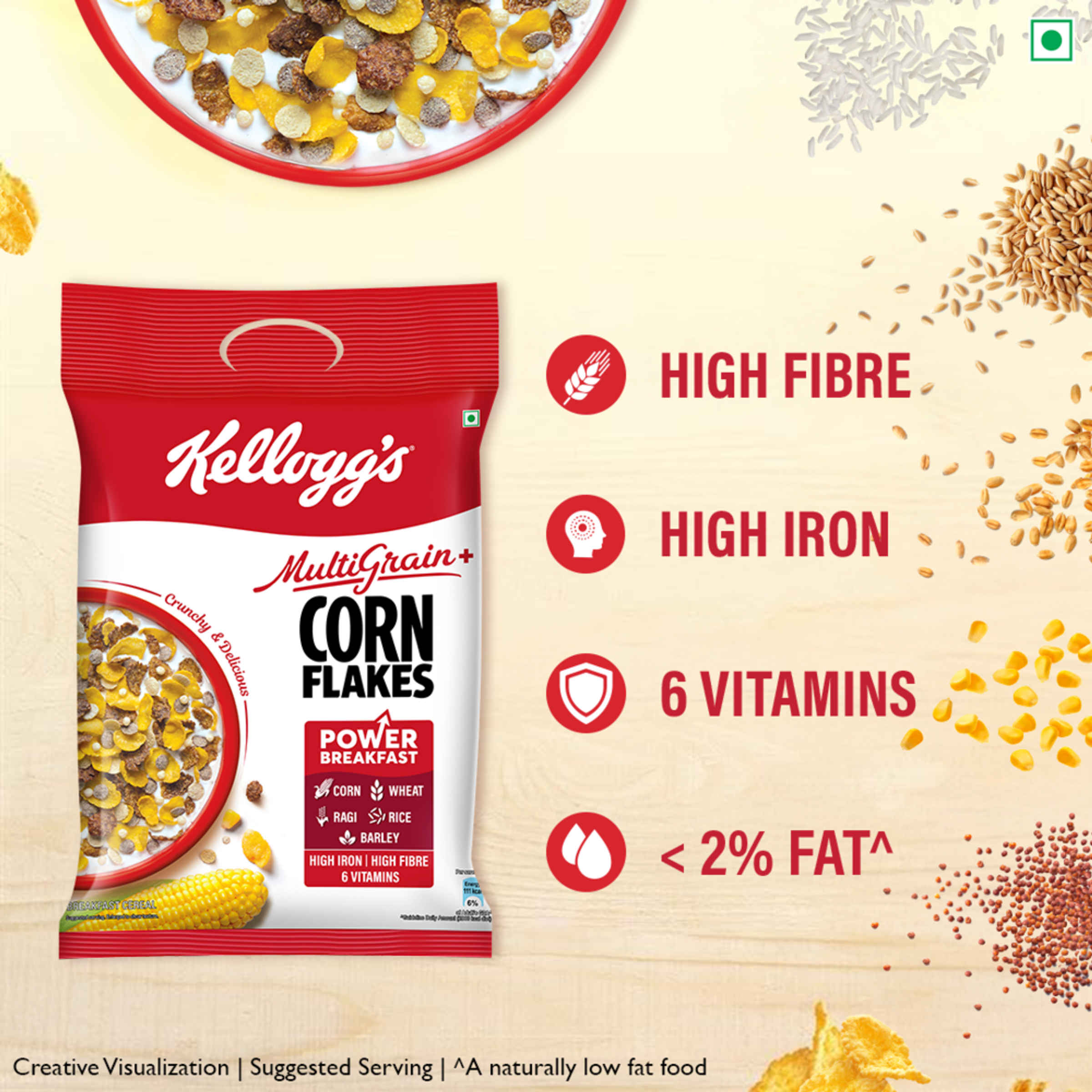 Kellogg's Multigrain Plus Corn Flakes | Power of 5 Grains | 6 Vitamins - Image 8