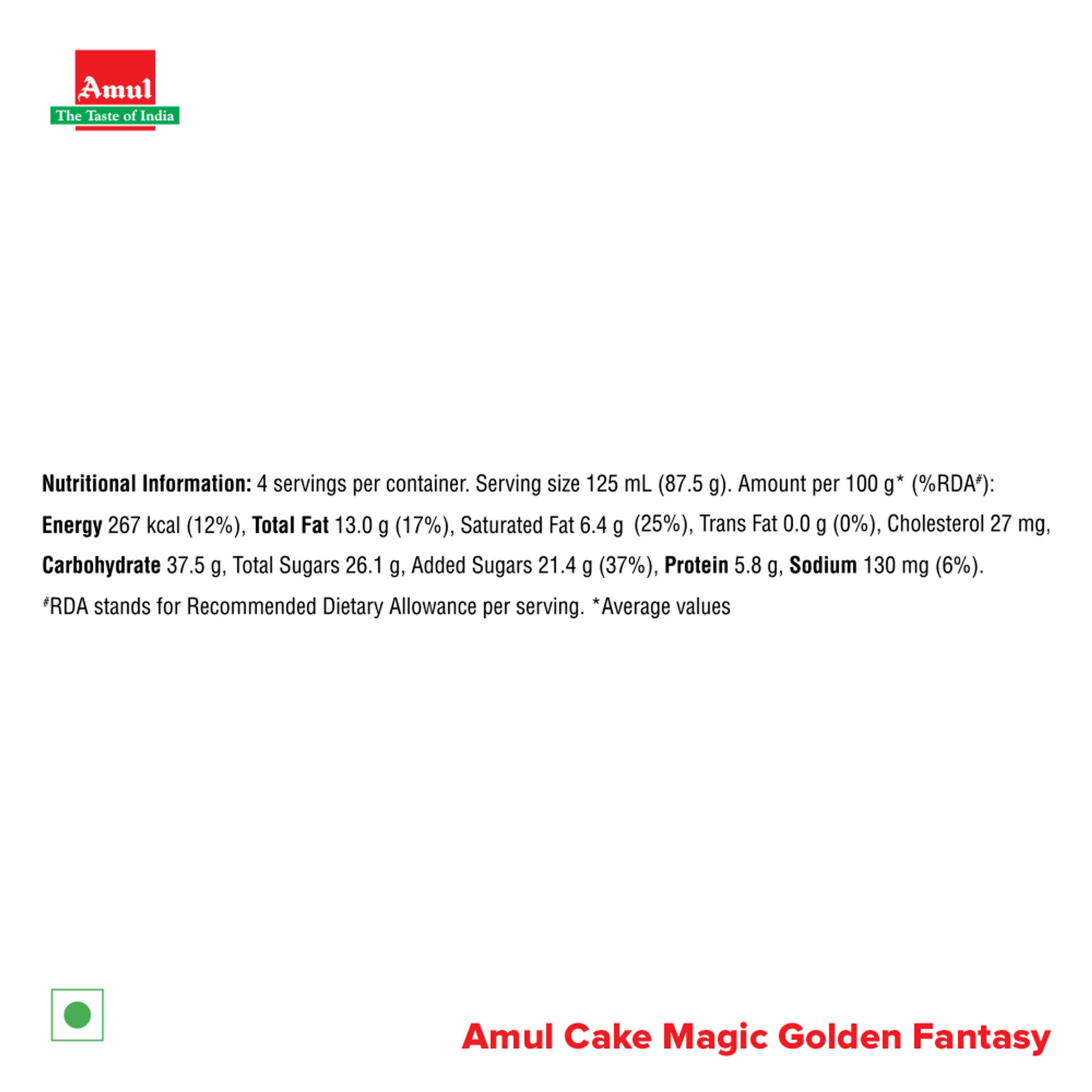 Amul Golden Fantasy Icecream Cake - Image 4