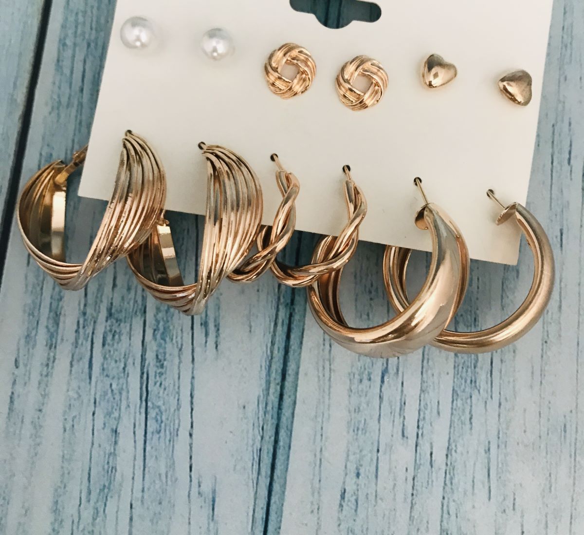 Set of 6 Rose Gold Earrings