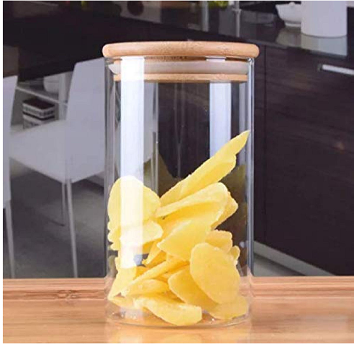 Soham Housewares Air Tight Glass Container With Wooden Lid- 320 ml (Thermacolpack)