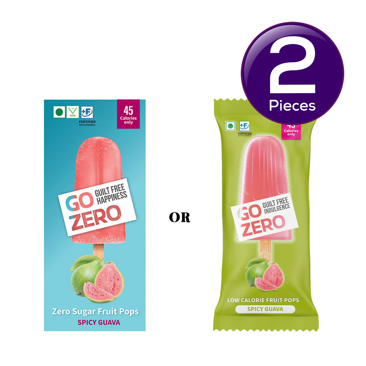 Go Zero Spicy Guava Low Calorie Guilt Free Ice Cream Popsicle 70 ml Combo