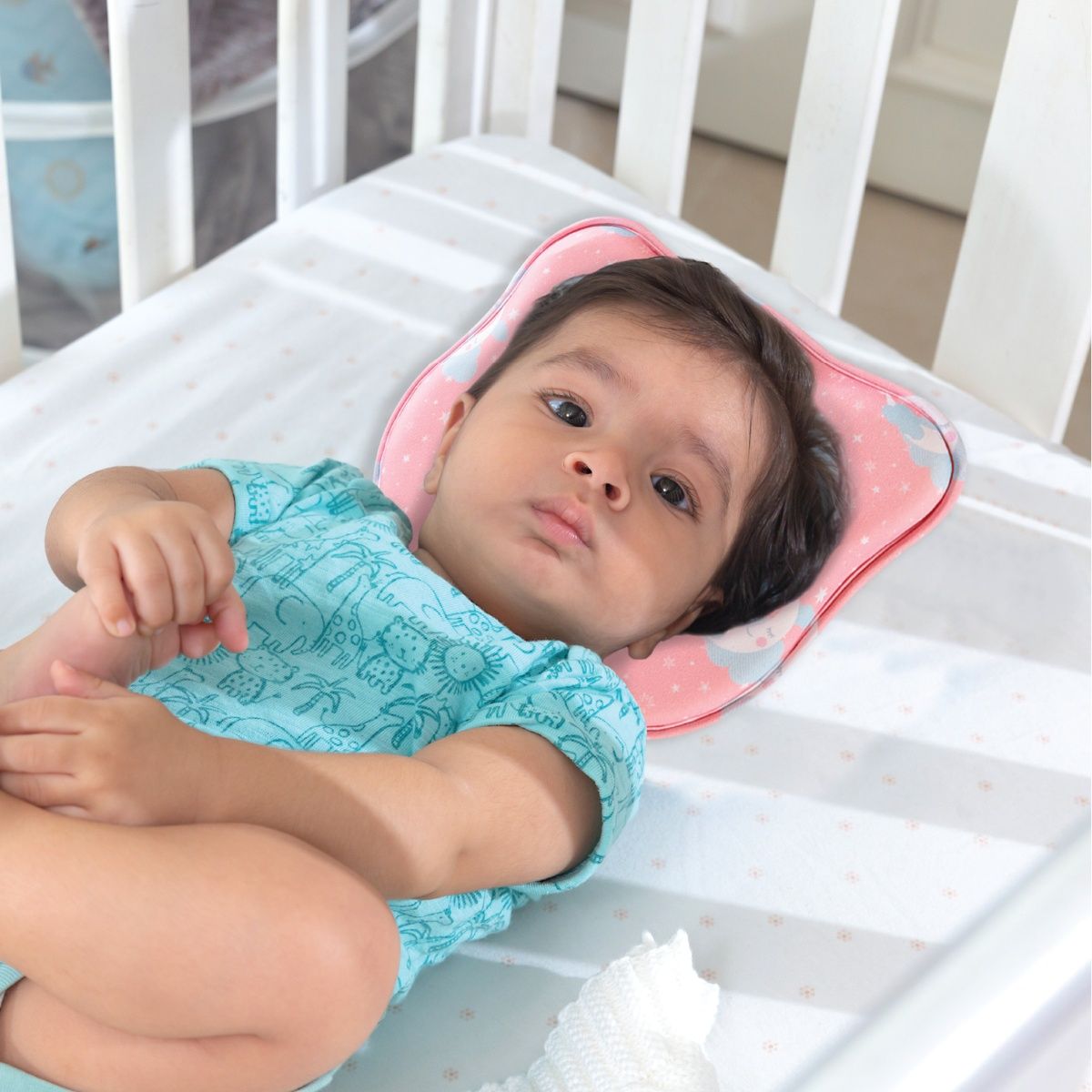 The White Willow Baby Head Shaping Pillow | Memory Foam | Flat Head Prevention | Ergonomic - Pink