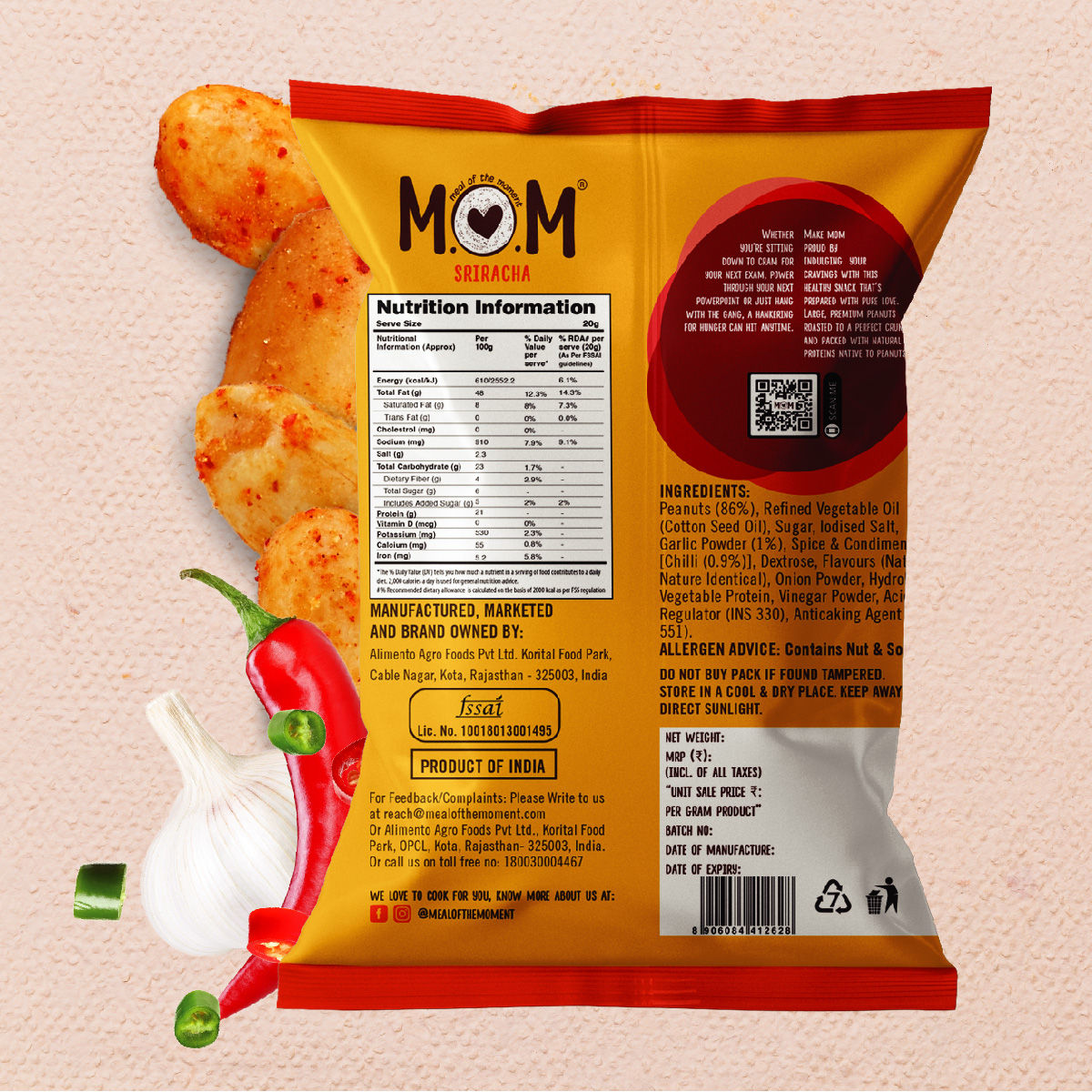 MOM Sriracha Roasted Peanuts 40 g Combo