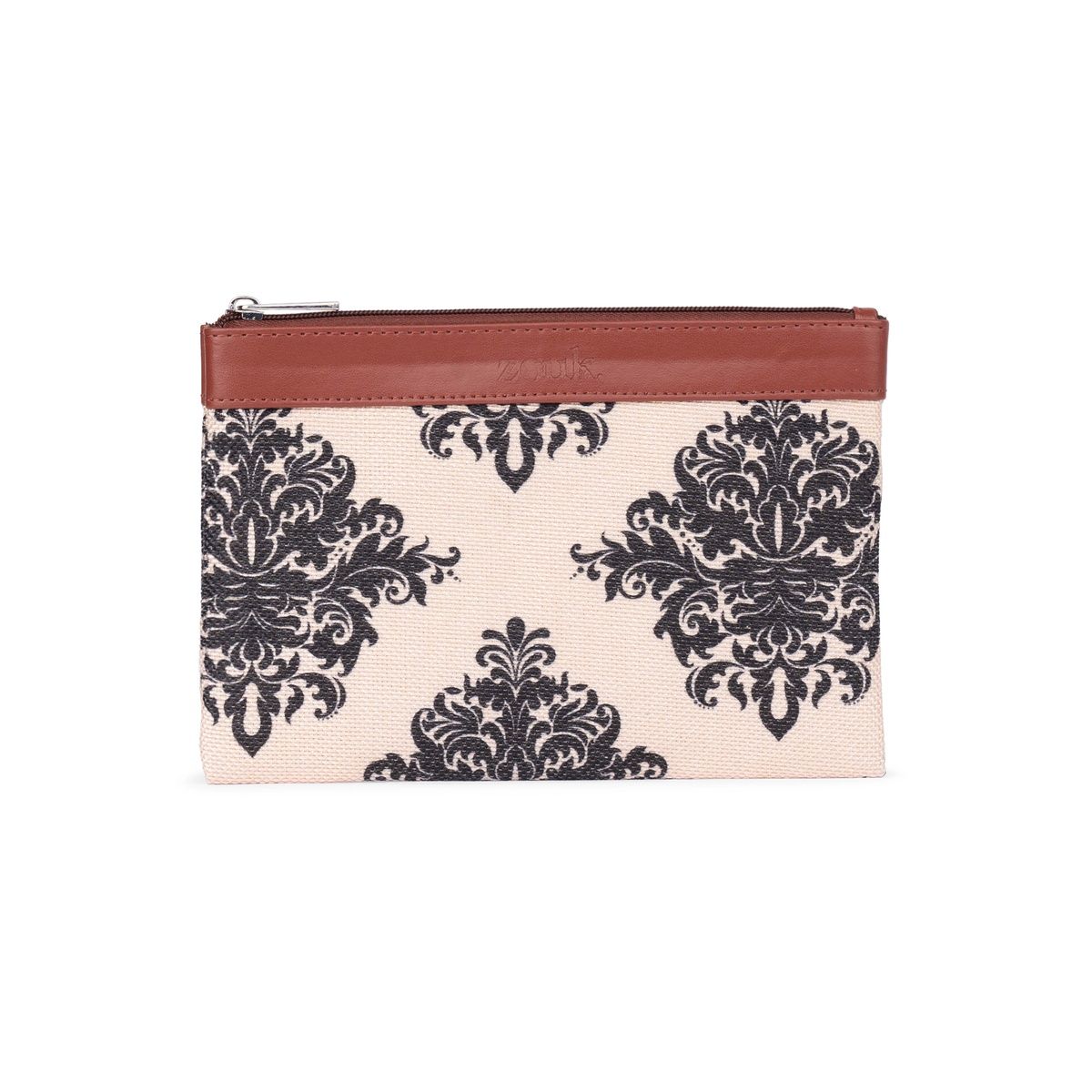 Zouk Unisex Vegan Leather Pouch | Cream and Black
