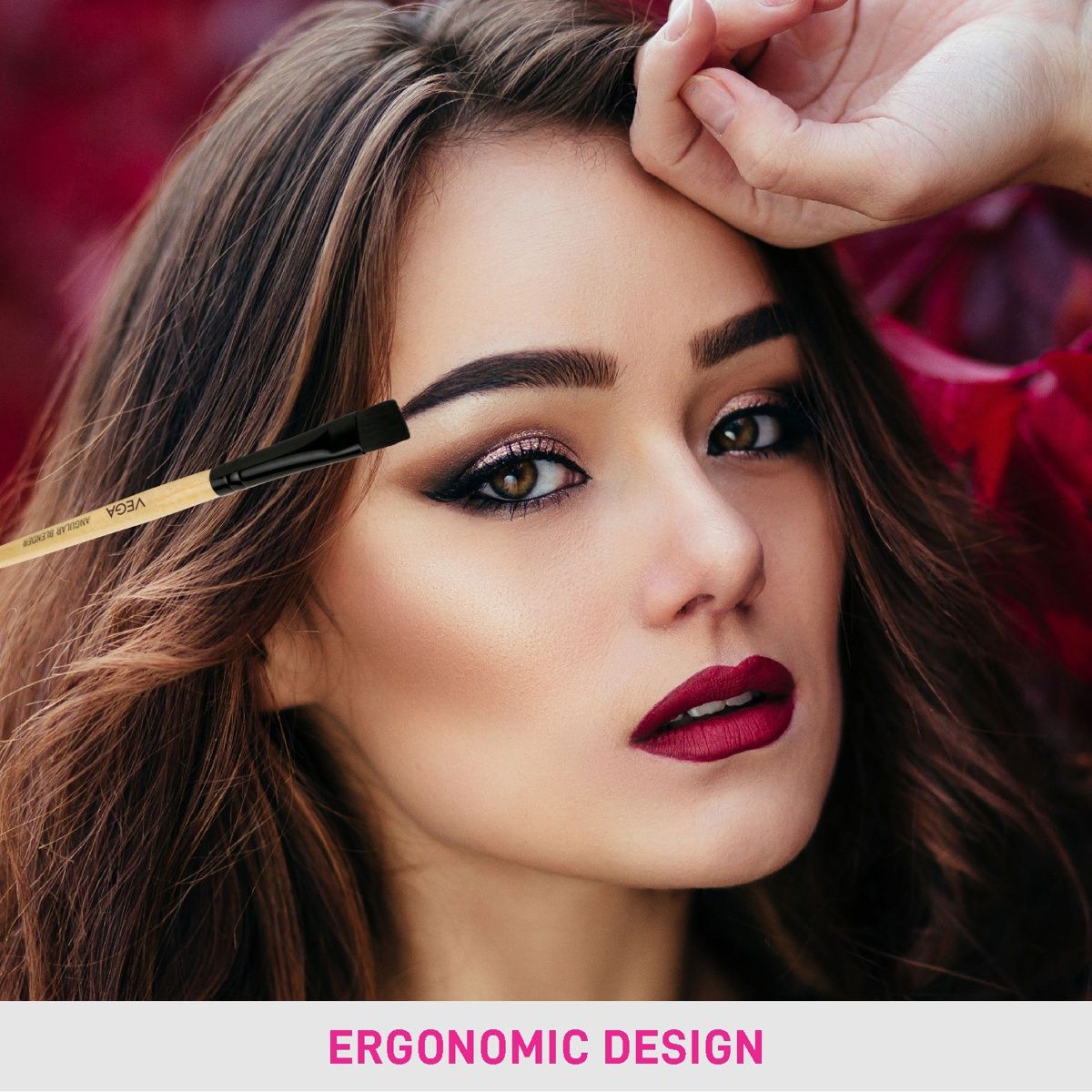 VEGA Angular Blender With Wooden Handle Make-Up Brush For Shape Your Eyebrow | Ev-07