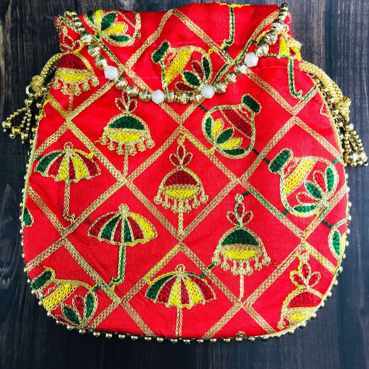 Gullak Women's Embroidered Silk Potli | Multicolour