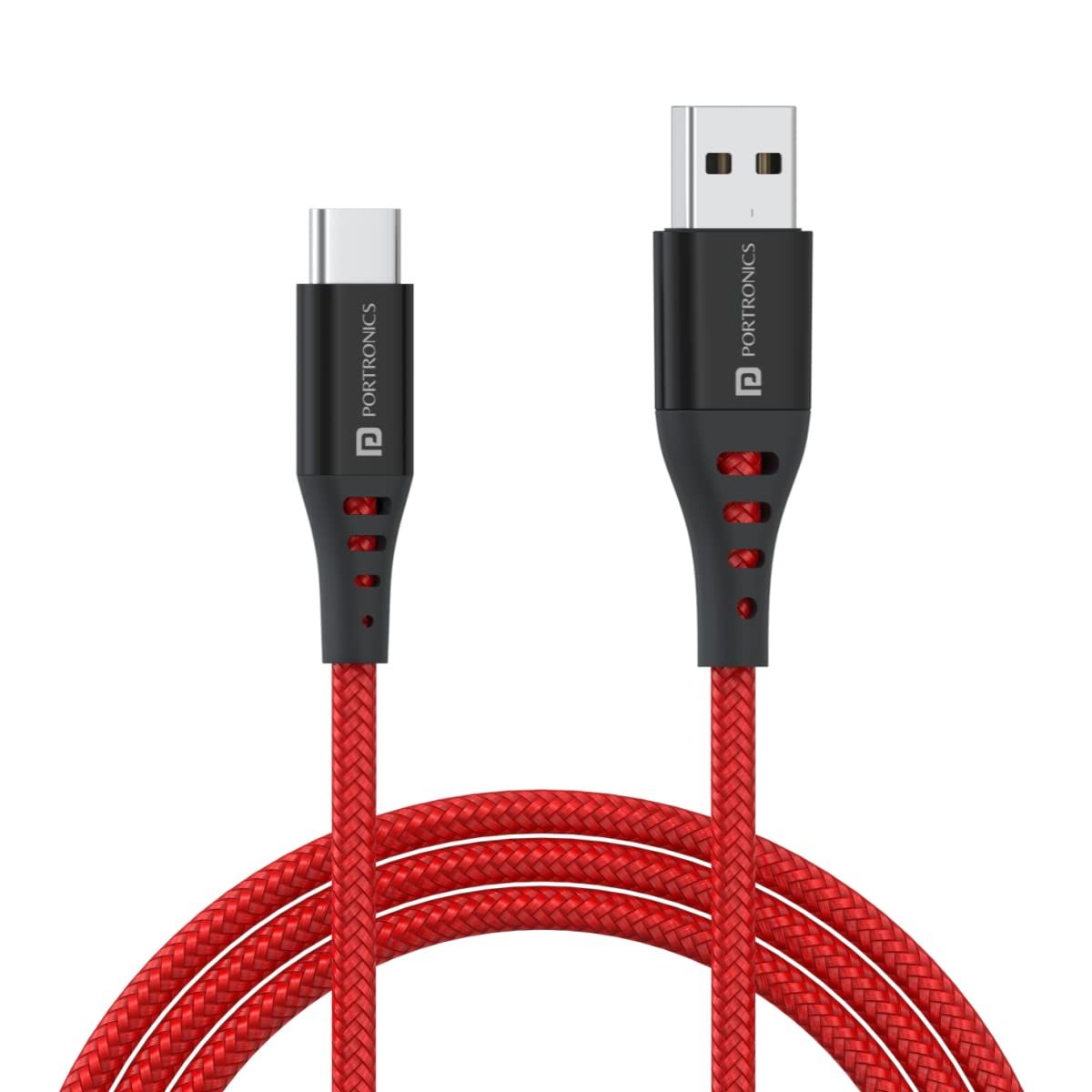 Portronics Konnect Dash 2, 1 Mtr.Dash Charger USB to Type-C Cable - Red