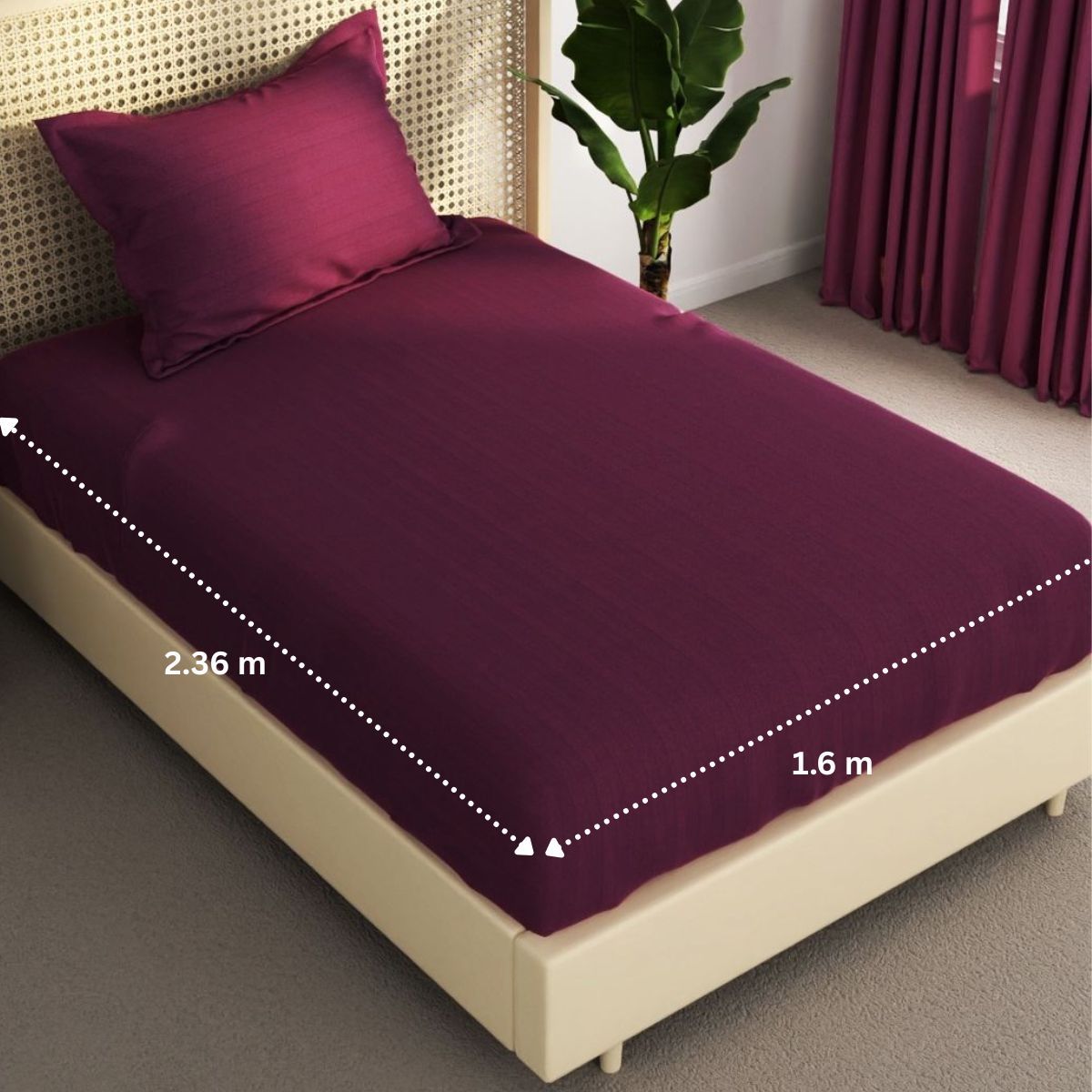 Kopa Super Soft 100% Egyptian Cotton Satin Stripe Single Bedsheet 2pc Set Solid Wine