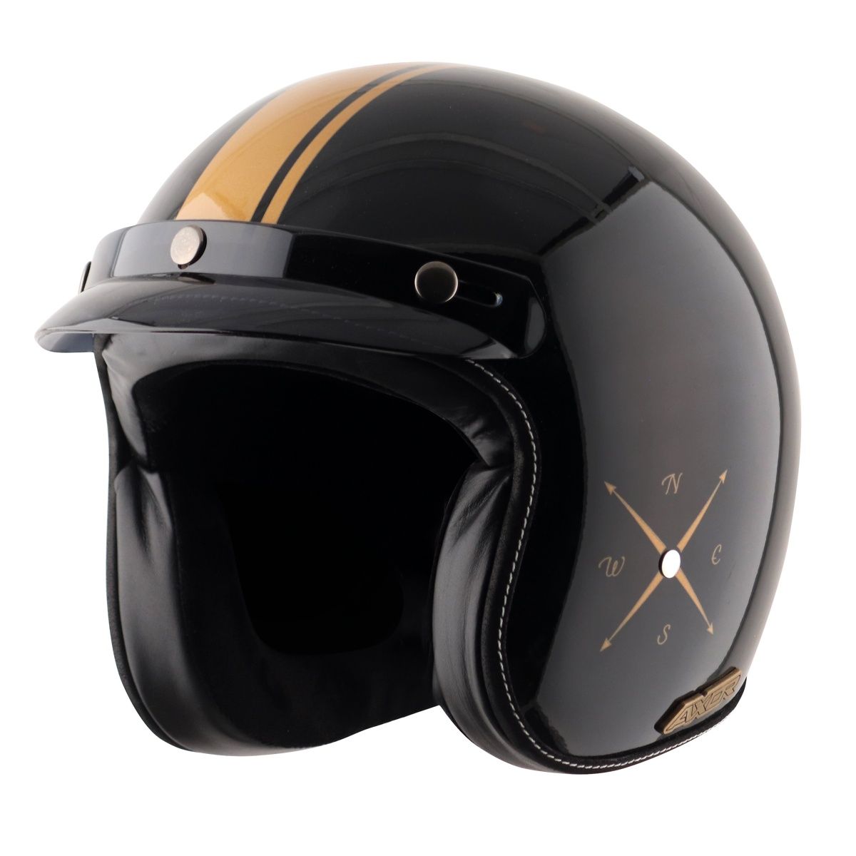 Axor Retro Jet Euro Globe Isi Ece And Dot Certified Open Face Helmet - Black Helmet - XL