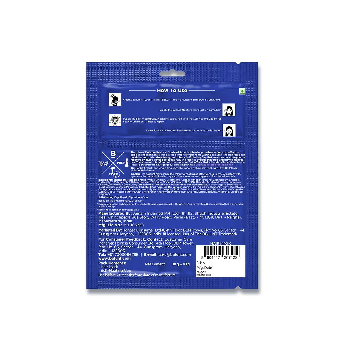 Bblunt Intense Moisture Heat Hair Spa Mask