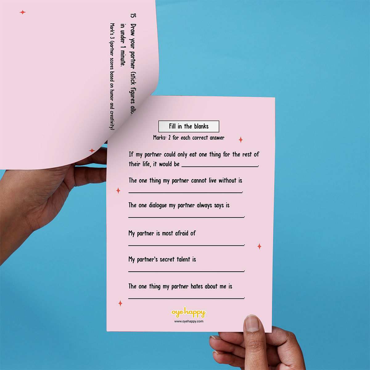 Oye Happy Couples Quiz 50 Mark Test Paper