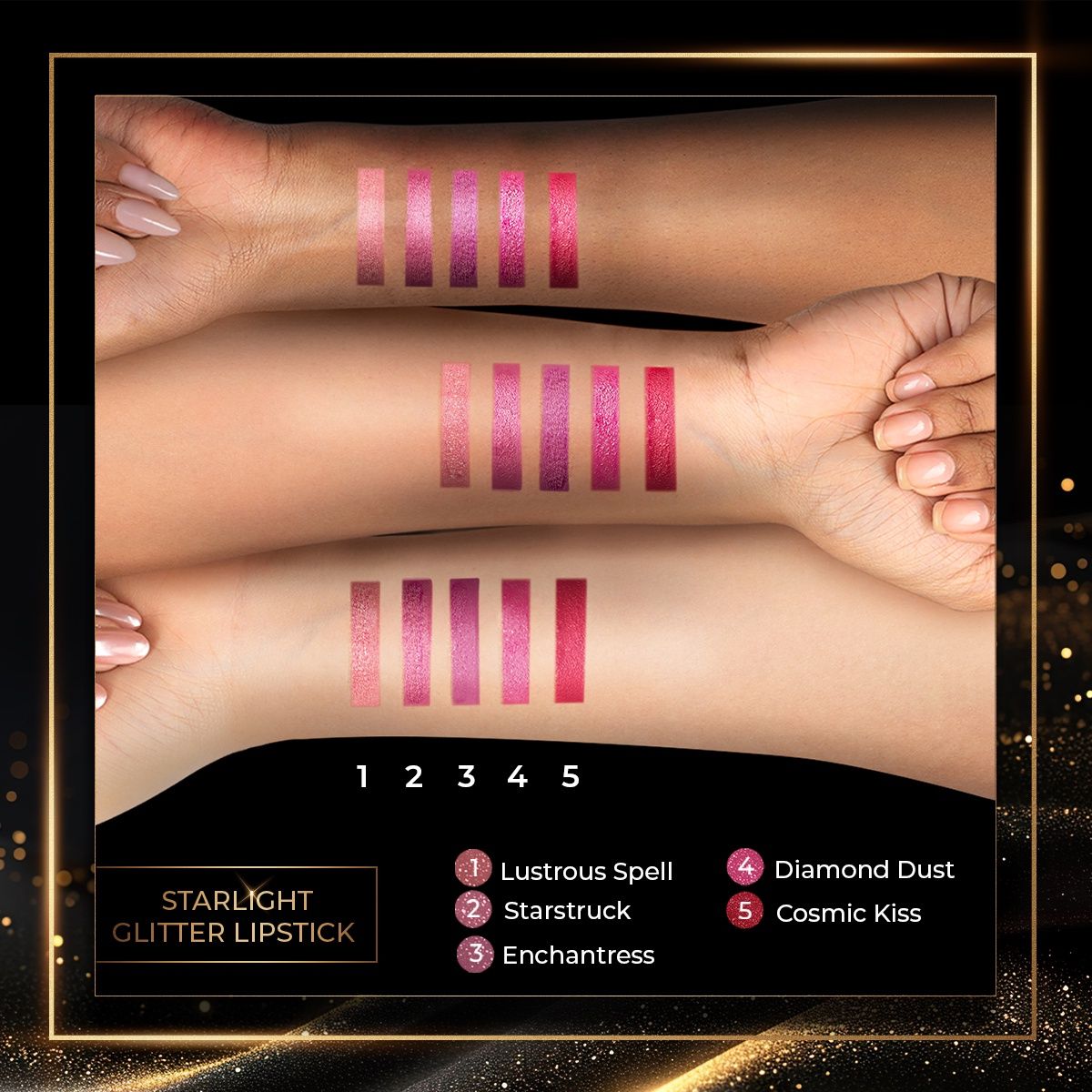 Myglamm Manish Malhotra Starlight Glitter| Non Drying, Creamy Pigmented Lipstick - Plum Shade