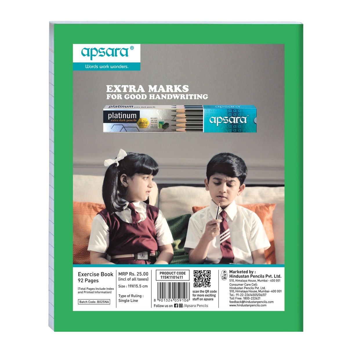 Apsara Small Size Softbound Notebook | Assorted | 19 Cm x 15.5 Cm | 92 Pages