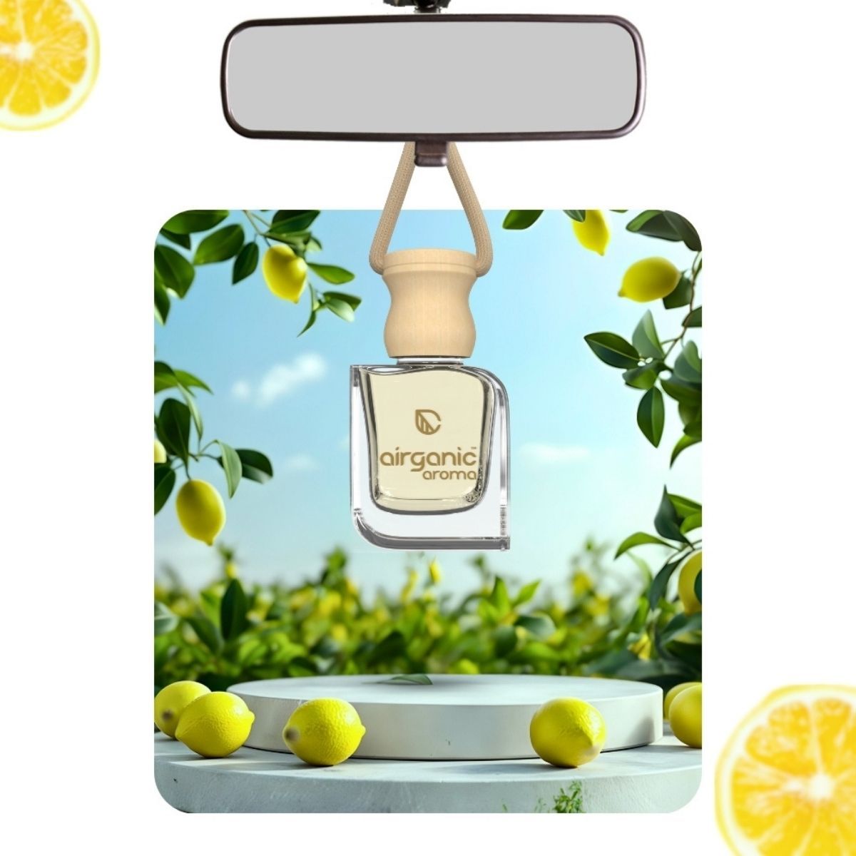 Airganic Aroma Swing - Lemon Bee 10 Ml | Essential Oils in Glass Bottle with Wooden Lid