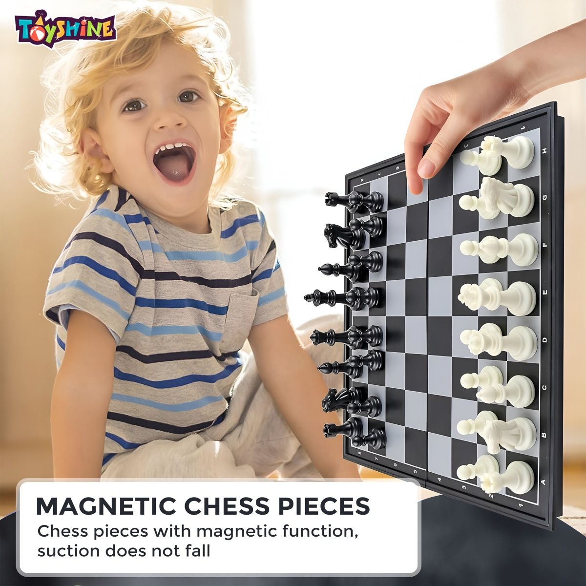 Toyshine Magnetic 3-in-1 Folding Chess-Checkers | Educational Portable Travel Game | 25 cm