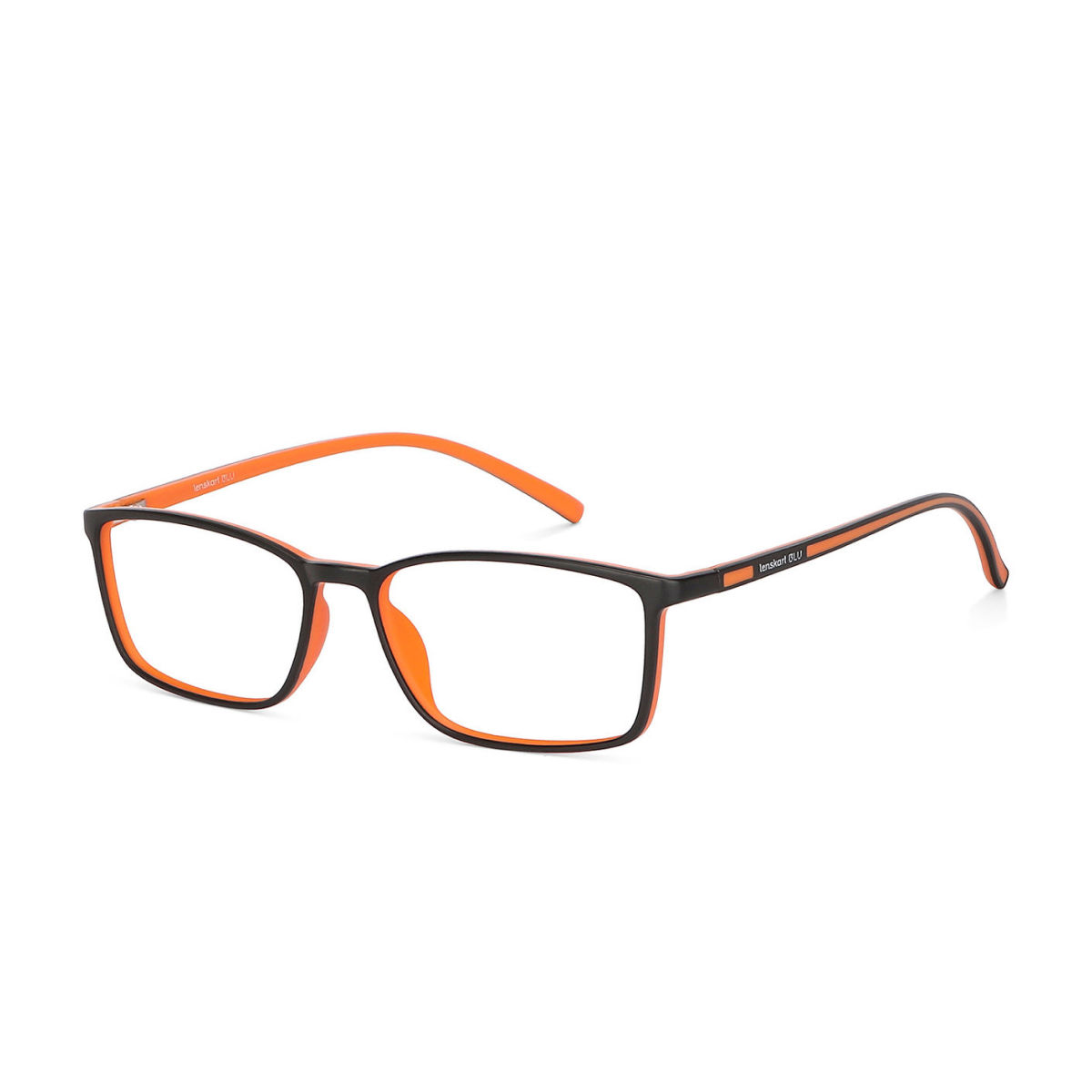 Lenskart Blu Unisex Geometric TR90 Computer Glasses | Black and Orange - M