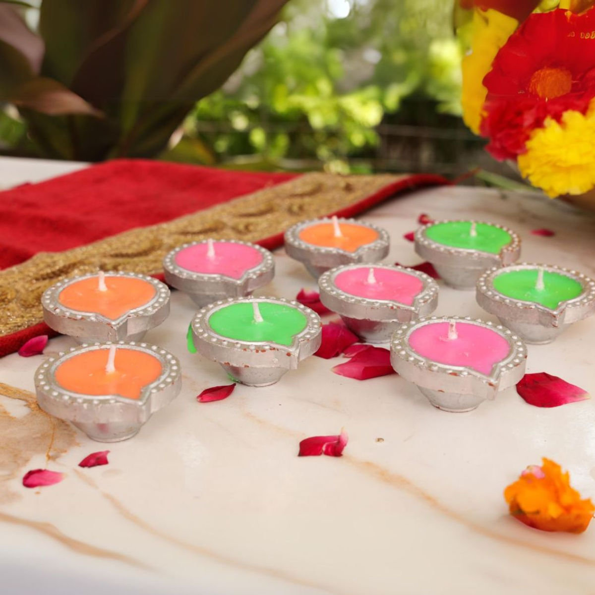 Wonder Earthen Diyas Set – Assorted Colors