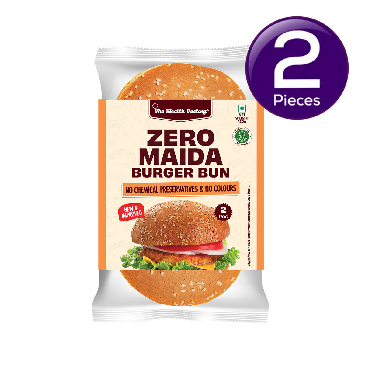 The Health Factory Zero Maida Burger BUN 120 g Combo