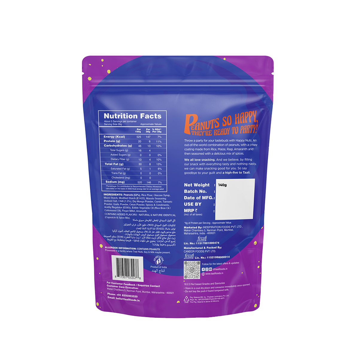 Taali Happy Nuts | Crispy Coated Peanuts | Spizee Masala | Bold & Spicy Rich ,Protein Rich Crunch