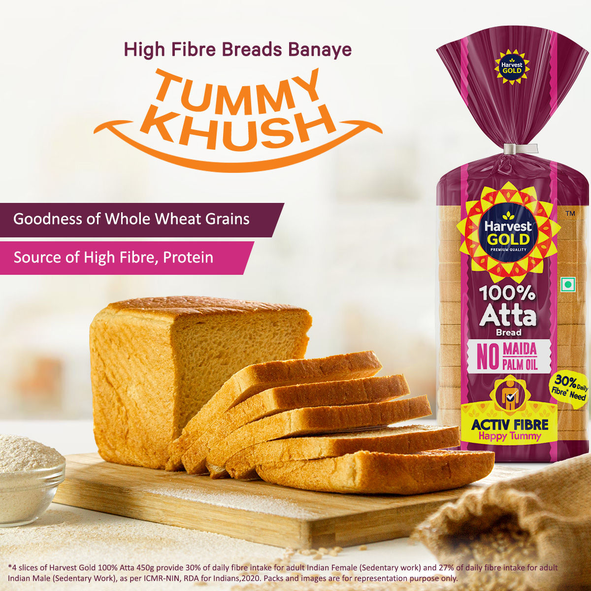 Harvest Gold - 100% Atta Bread (Zero Maida)