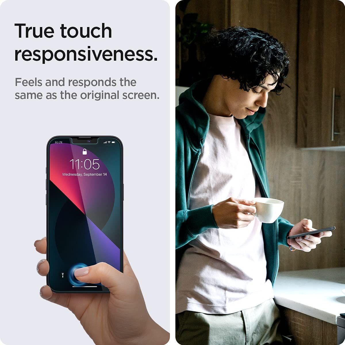 Spigen Ez Fit Tempered Glass Screen Protector Guard For Iphone 14/13/13 Pro Smartphone - 2 Pack