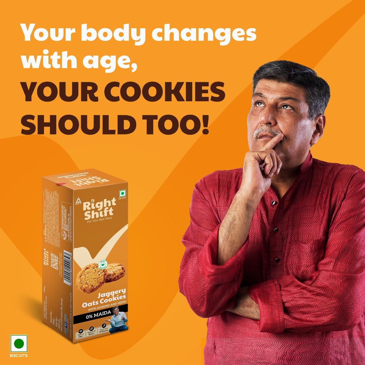 Right Shift Jaggery Oats Almond Biscuits | Maida-free and Trans Fat-free