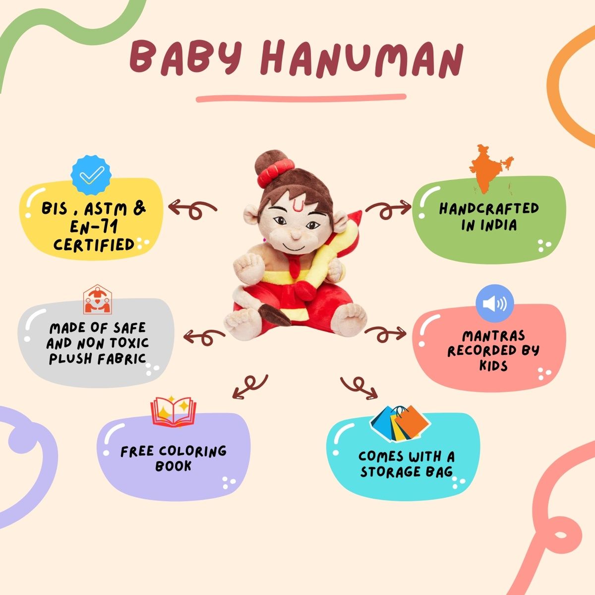 Panda's Box Mantra Chanting Baby Hanuman | Medium- 30 cm