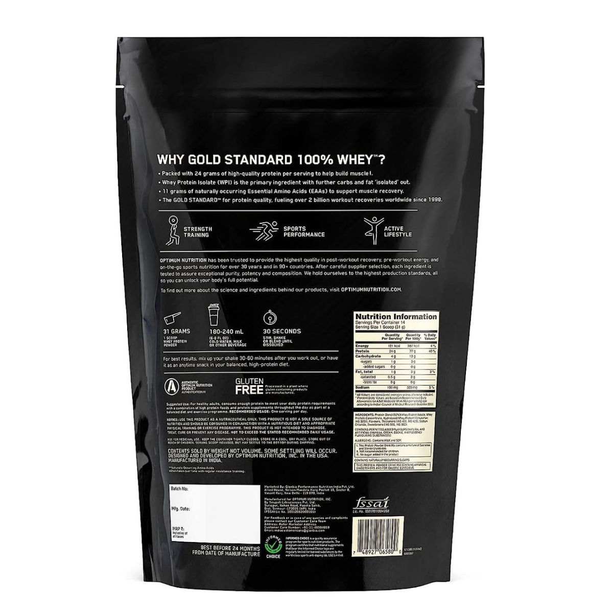 Optimum Nutrition (ON) 100% Whey Gold Standard Powder Vanilla Ice Cream1 lb