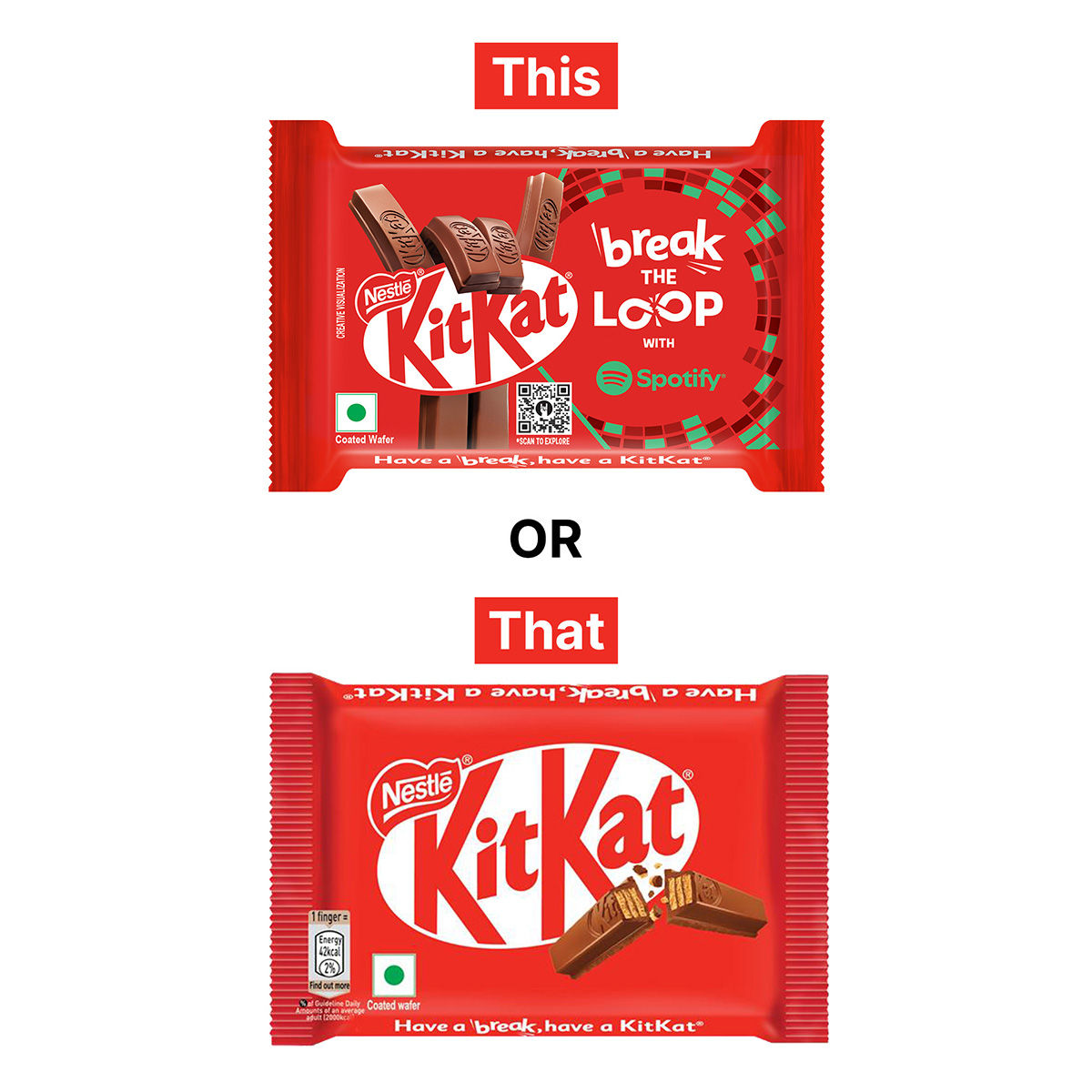 Nestle Kitkat 4 Fingers Choco Coated Wafer Bar with Spotify