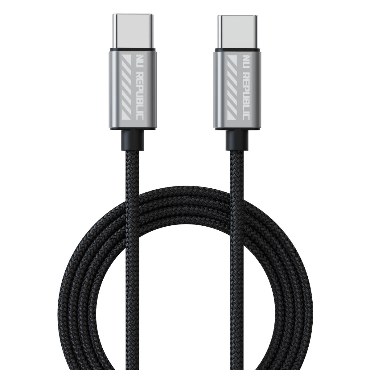 Nu Republic Blaze Flash 65W 1.25M Type-C To Type-C Fast Charging Data Cable - Grey