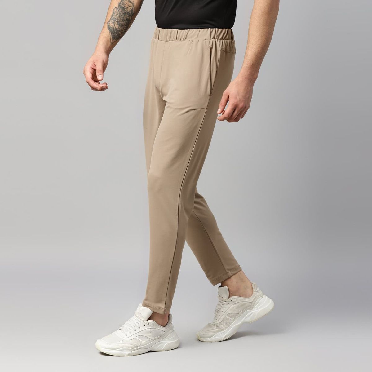 Dida Men's Sports Track Pant Regular Comfortable Stretchable Dry-Fit | Beige - M