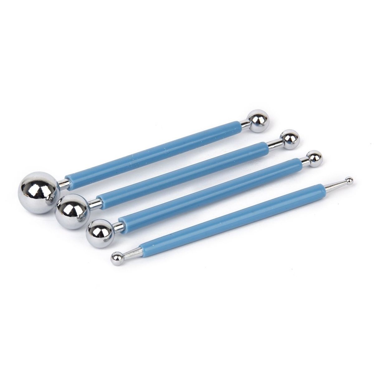 Chrome 4 Pcs Ball Tools Set for Clay Modeling, Dotting, Sculpting & Sugar Paste Cake Art