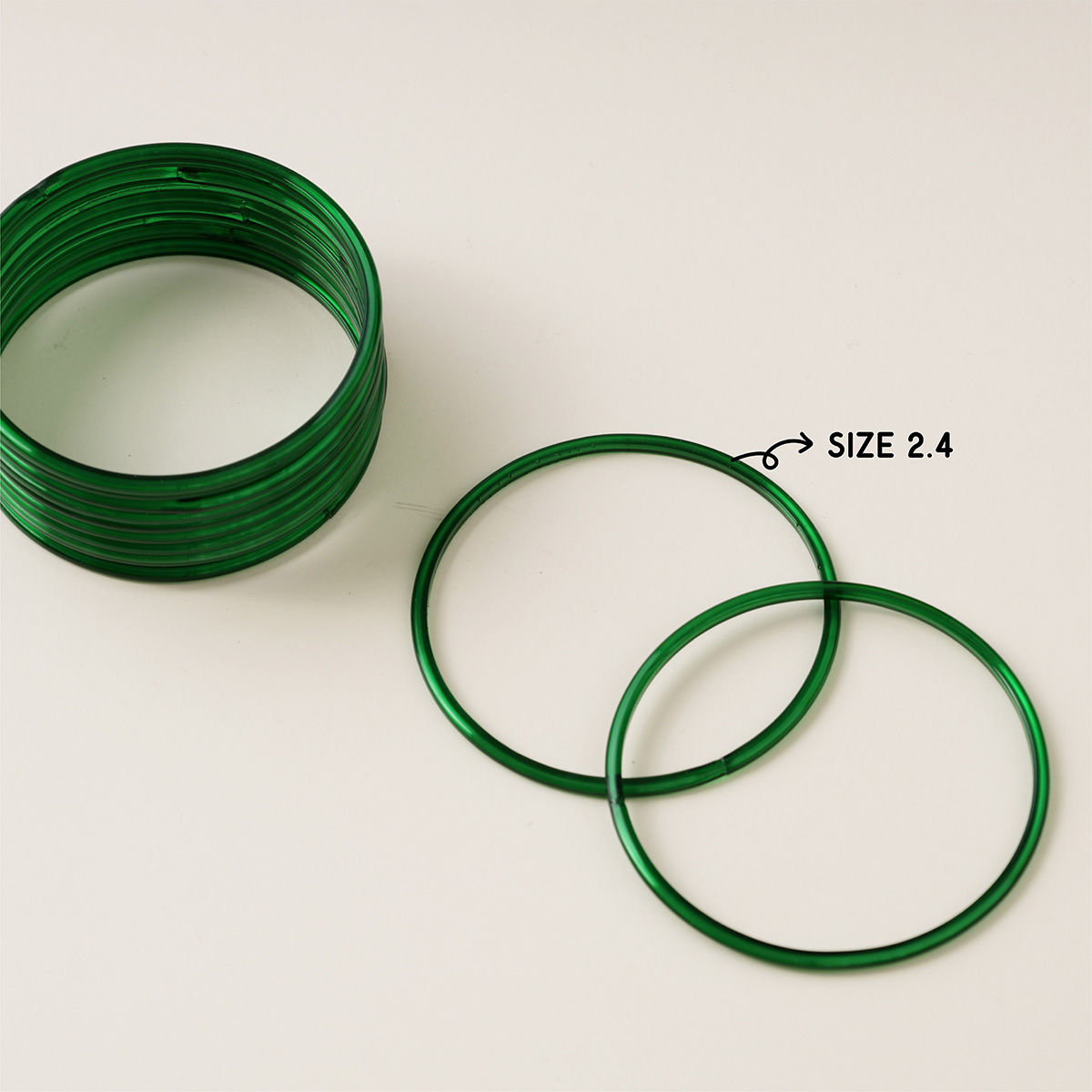 Oye Happy Green Glass Bangles Size 2.4