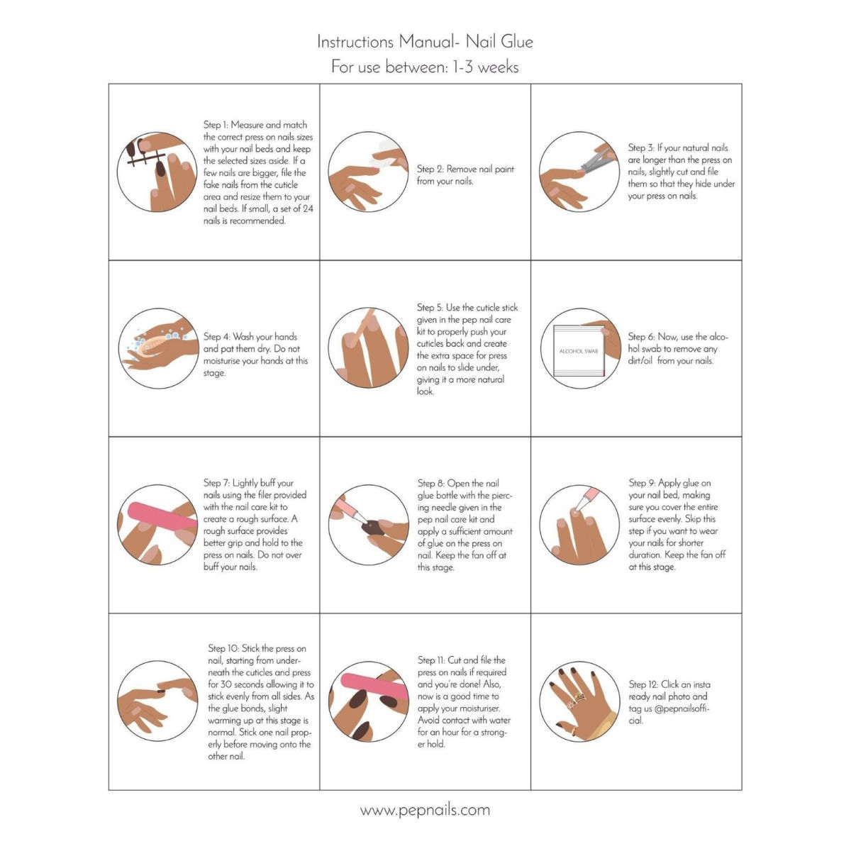Pep Nails | Maroon | Hand Nails | Medium Round Red | Glossy Solid Press On Nails | 24 Tips